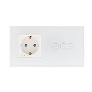 Rome Touch wit-glas LED dimmer en smart stopcontact combinatie compleet - 2draads