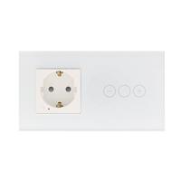 Rome Touch wit-glas LED dimmer en smart stopcontact combinatie compleet - 2draads - thumbnail