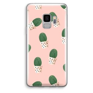 Cactusprint roze: Samsung Galaxy S9 Transparant Hoesje