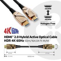 CLUB3D HDMI 2.0 UHD Active Optical Kabel HDR 4K 60Hz M/M 50 meter - thumbnail