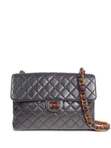 CHANEL Pre-Owned sac porté épaule Tortoiseshell Classic Flap (1997) - Noir