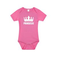 Prinsesje met kroon rompertje roze baby - thumbnail