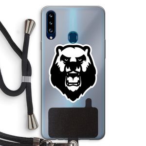 Angry Bear (white): Samsung Galaxy A20s Transparant Hoesje met koord