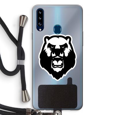 Angry Bear (white): Samsung Galaxy A20s Transparant Hoesje met koord