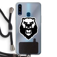 Angry Bear (white): Samsung Galaxy A20s Transparant Hoesje met koord