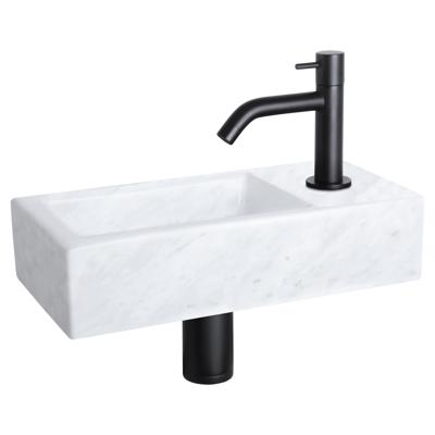 Differnz Helios fonteinset marmer - kraan gebogen - 37.5 x 18.5 x 9.5 cm - mat zwart