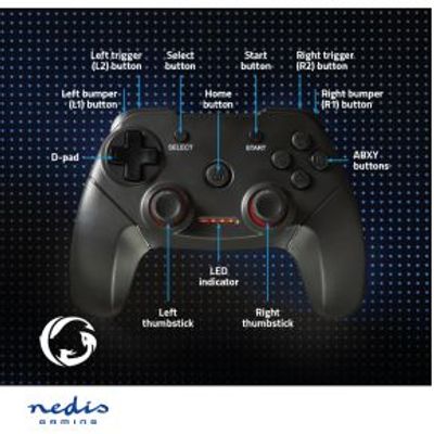 Nedis Gamepad Draadloos PC Aantal knoppen: 11 Zwart