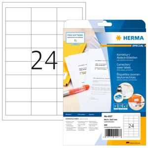 Herma 4227 Correctie-etiketten 64.6 x 33.8 mm Papier, mat Wit 600 stuk(s) Permanent hechtend Laser (zwart/wit), Kopiëren (zwart/wit), Laser (kleur), Kopiëren