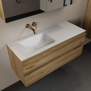 MONDIAZ AIVY 120cm badmeubel Chai, wastafel Talc solid surface links zonder kraangat met spiegelkast (AI-351631TALC-NO - AI-M120CHLI - AI-C120CHMI)