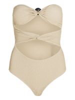 Karl Lagerfeld Fan Charm strapless lurex swimsuit - Tons neutres