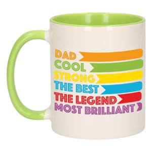 Cadeau koffie/thee mok voor papa - lijstje beste papa - groen - 300 ml - Vaderdag