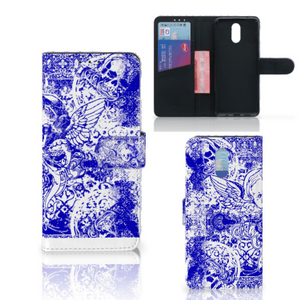 Telefoonhoesje met Naam Nokia 2.3 Angel Skull Blauw