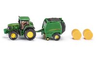 SIKU John Deere-tractor met balenpers incl. 2 hooibalen - 1665 - thumbnail