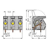 WAGO 2706-302 Veerkrachtklemblok 6.00 mm² Aantal polen 2 Grijs 65 stuk(s)