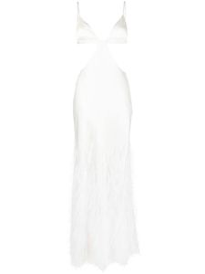 Cult Gaia robe longue à détails de plumes - Blanc