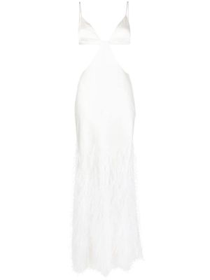Cult Gaia robe longue Raisa à détails de plumes - Blanc
