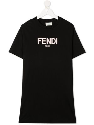Fendi Kids robe courte à logo imprimé - Noir