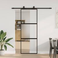 VidaXL Schuifdeur met beslagset 76x205 cm gehard glas zwart