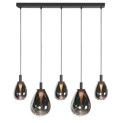 Steinhauer HanglampGlimsy 5-lichts zwart met smoke glas - 4197ZW