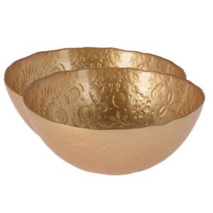 2x stuks glazen decoratie schalen/fruitschalen goud rond D28 x H11,5 cm