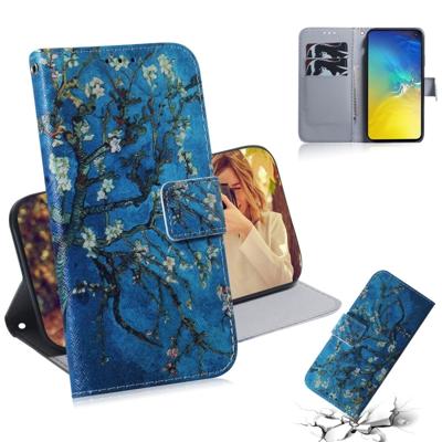 Abrikoos bloem patroon gekleurde tekening horizontale Flip lederen case voor Galaxy S10 E met houder & card slots & portemonnee