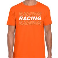 Racing supporter / race fan t-shirt oranje voor heren - thumbnail