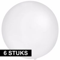 6x Feestartikelen reuze witte ballonnen 60 cm geschikt voor lucht of helium - thumbnail