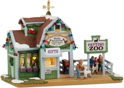 Lemax woolly wonderland alpaca ranch verlicht kersthuisje Harvest Crossing 2024