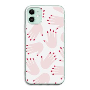 Hands pink: iPhone 11 Transparant Hoesje
