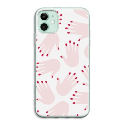 Hands pink: iPhone 11 Transparant Hoesje