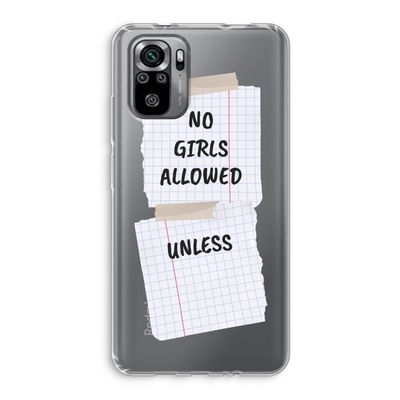 No Girls Allowed Unless: Xiaomi Redmi Note 10S Transparant Hoesje