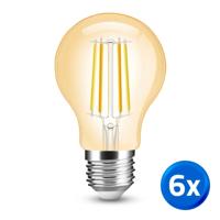 Slimme filament zigbee led lamp - dual white 7w e27 fitting - a60 model colored - voordeelset 6 stuks
