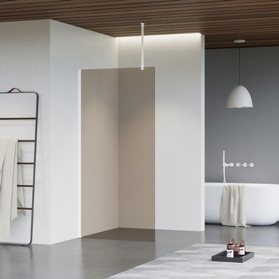 Fortifura Galeria inloopdouche - 60x200cm - rookglas - plafondarm - mat wit SW797935/SW797906/SW804546