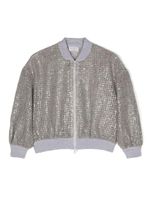 Brunello Cucinelli Kids veste bomber zippée à sequins - Gris - thumbnail