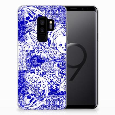 Silicone Back Case Samsung Galaxy S9 Plus Angel Skull Blauw