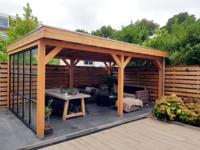 Trendhout Refter XL overkapping 600x400 cm Lariks/Douglas blank - Totaalpakket- Plat dak- Onbehandeld lariks Douglas hout- Trendhout