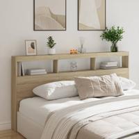Hoofdbordkast met LED-verlichting 200x17x102 cm sonoma eiken