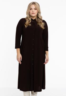Yoek Lange blouse-jurk | Bruin | Maat 58/60