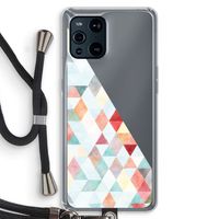 Gekleurde driehoekjes pastel: Oppo Find X3 Transparant Hoesje met koord