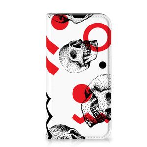 Mobiel BookCase iPhone 13 Mini Skull Red