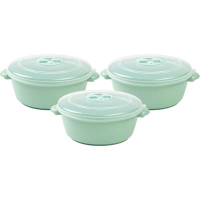 PlasticForte Magnetronschaal met deksel/ventiel - 3x - 1L - lichtgroen - kunststof - BPA vrij PlasticForte Magnetronschaal met deksel/ventiel - 3x - 1L - lichtgroen - kunststof - BPA vrij