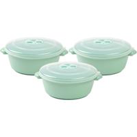 PlasticForte Magnetronschaal met deksel/ventiel - 3x - 1L - lichtgroen - kunststof - BPA vrij