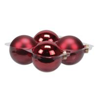 Kerstballen - 4 stuks - rood - glas - 10 cm - Kerstboomversiering