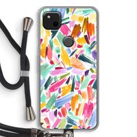 Watercolor Brushstrokes: Pixel 4a Transparant Hoesje met koord