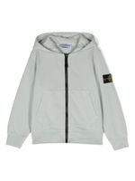 Stone Island Junior hoodie en coton à fermeture zippée - Gris