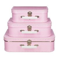 Babyshower meisjes cadeau koffertje roze met stippen 25 cm   -