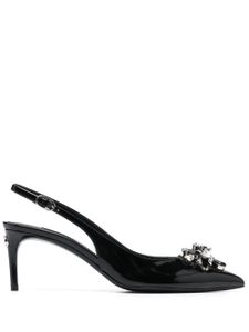 Dolce & Gabbana escarpins ornés de cristal à bride arrière - Noir
