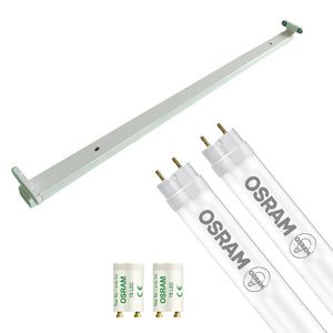 LED TL Armatuur met T8 Buis - OSRAM SubstiTUBE Value EM 830 - Aigi Dybolo - 120cm Dubbel - 32.4W - Warm Wit 3000K