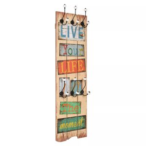 VidaXL Wandkapstok met 6 haken live life 120x40 cm