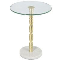 Bijzettafel / salontafel Palace - goud - glas / marmer - rond - D41 x H53 cm - luxe wonen